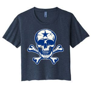 Dallas Skull Crossbones Star Fan Pride Women's Crop Top Tee