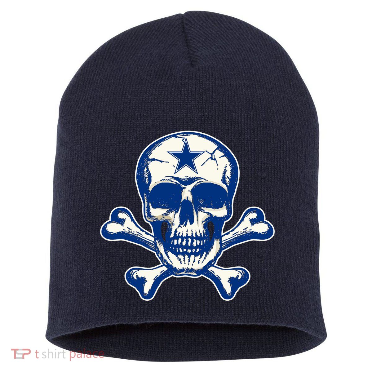 Dallas Skull Crossbones Star Fan Pride Short Acrylic Beanie