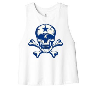 Dallas Skull Crossbones Star Fan Pride Women's Racerback Cropped Tank