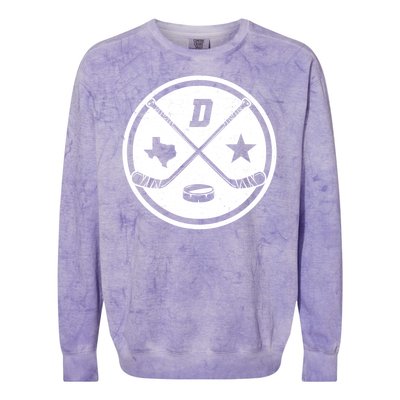 Dallas Texas Hockey Vintage Star Logo Colorblast Crewneck Sweatshirt