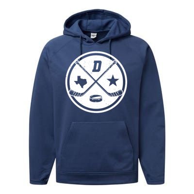 Dallas Texas Hockey Vintage Star Logo Performance Fleece Hoodie