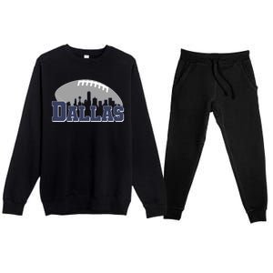 Dallas Texas Skyline City Football Fan Premium Crewneck Sweatsuit Set