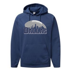 Dallas Texas Skyline City Football Fan Performance Fleece Hoodie