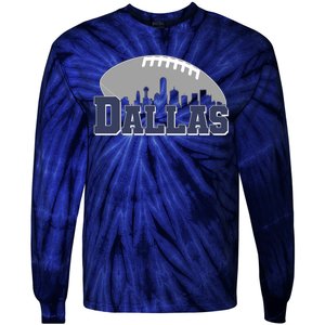 Dallas Texas Skyline City Football Fan Tie-Dye Long Sleeve Shirt