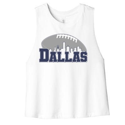 Dallas Texas Skyline City Football Fan Women's Racerback Cropped Tank