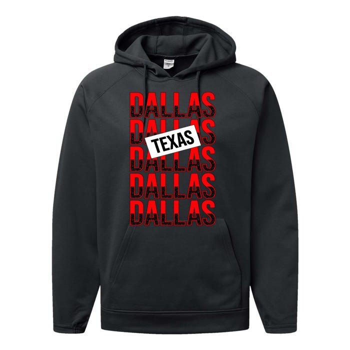 Dallas Texas Typography Performance Fleece Hoodie