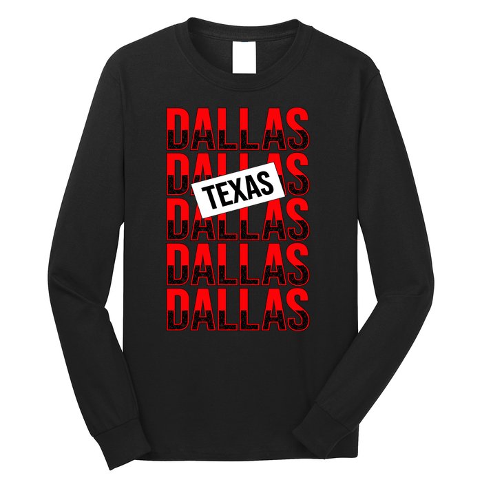 Dallas Texas Typography Long Sleeve Shirt