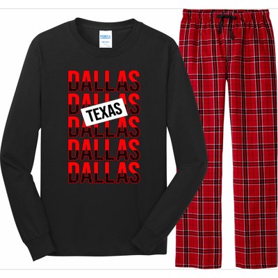 Dallas Texas Typography Long Sleeve Pajama Set