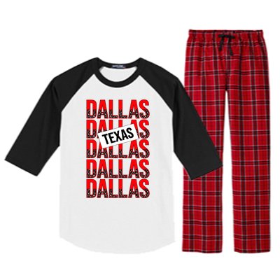 Dallas Texas Typography Raglan Sleeve Pajama Set