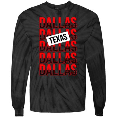 Dallas Texas Typography Tie-Dye Long Sleeve Shirt