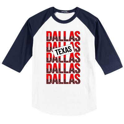 Dallas Texas Typography Baseball Sleeve Shirt