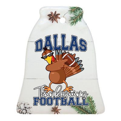 Dallas Thanksgiving Football Fan Ceramic Bell Ornament