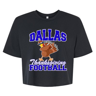 Dallas Thanksgiving Football Funny Dabbing Turkey Bella+Canvas Jersey Crop Tee