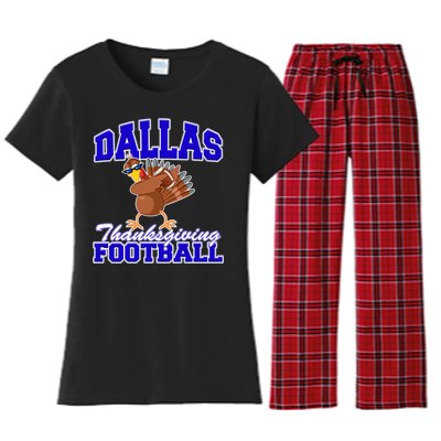 Dallas Thanksgiving Football Funny Dabbing Turkey Women's Flannel Pajama Set