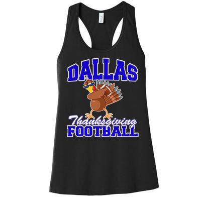 Dallas Thanksgiving Football Funny Dabbing Turkey Women's Racerback Tank