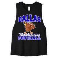 Dallas Thanksgiving Football Funny Dabbing Turkey Women's Racerback Cropped Tank