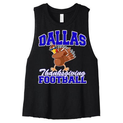 Dallas Thanksgiving Football Funny Dabbing Turkey Women's Racerback Cropped Tank