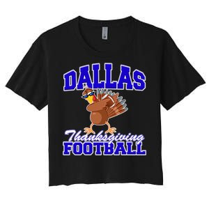 Dallas Thanksgiving Football Funny Dabbing Turkey Women's Crop Top Tee