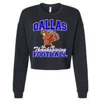 Dallas Thanksgiving Football Funny Dabbing Turkey Cropped Pullover Crew