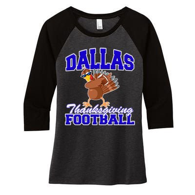 Dallas Thanksgiving Football Funny Dabbing Turkey Women's Tri-Blend 3/4-Sleeve Raglan Shirt