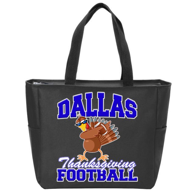 Dallas Thanksgiving Football Funny Dabbing Turkey Zip Tote Bag