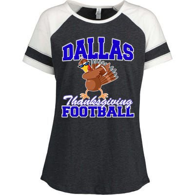 Dallas Thanksgiving Football Funny Dabbing Turkey Enza Ladies Jersey Colorblock Tee