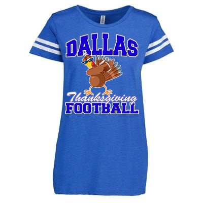 Dallas Thanksgiving Football Funny Dabbing Turkey Enza Ladies Jersey Football T-Shirt