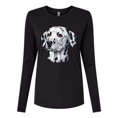 Dalmatian Face Womens Cotton Relaxed Long Sleeve T-Shirt