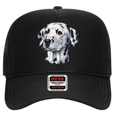 Dalmatian Face High Crown Mesh Back Trucker Hat