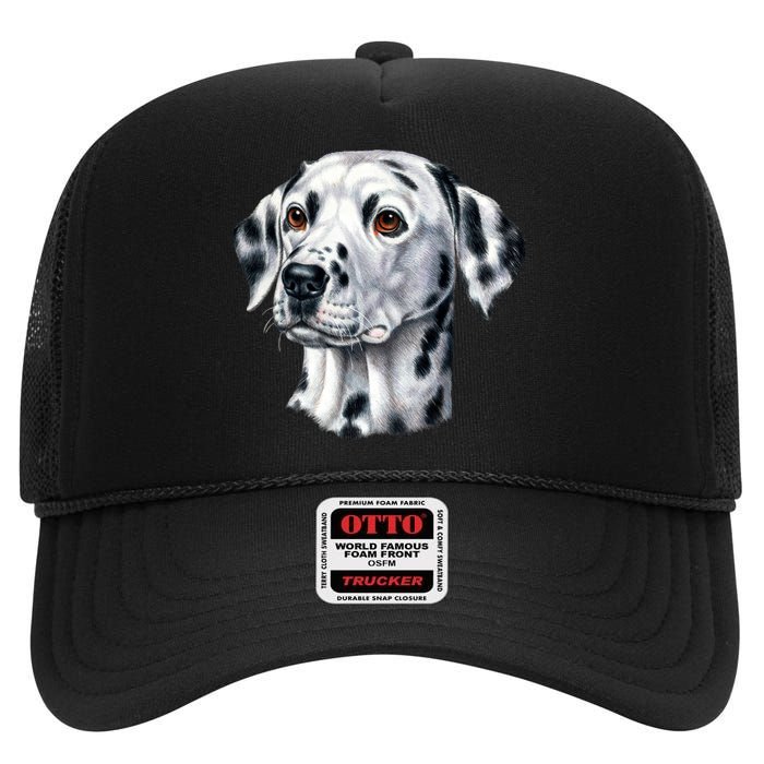 Dalmatian Face High Crown Mesh Back Trucker Hat