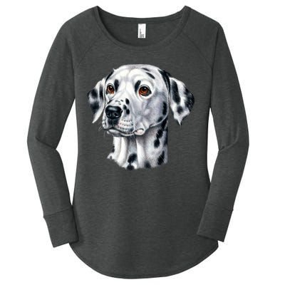 Dalmatian Face Women's Perfect Tri Tunic Long Sleeve Shirt