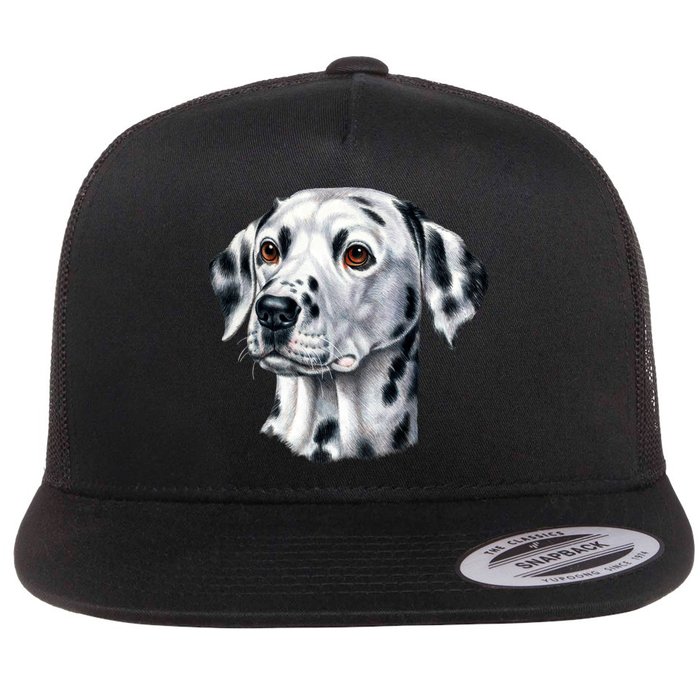 Dalmatian Face Flat Bill Trucker Hat