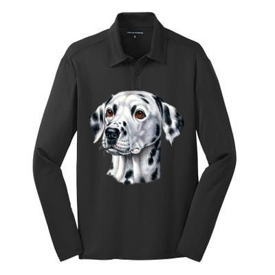 Dalmatian Face Silk Touch Performance Long Sleeve Polo