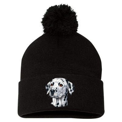 Dalmatian Face Pom Pom 12in Knit Beanie