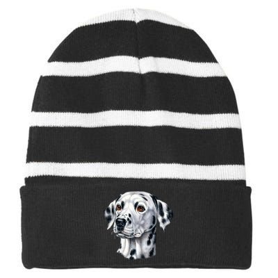 Dalmatian Face Striped Beanie with Solid Band