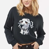 Dalmatian Face Cropped Pullover Crew