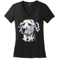 Dalmatian Face Women's V-Neck T-Shirt