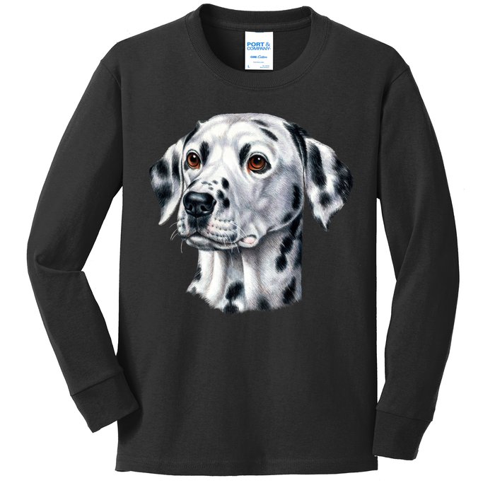 Dalmatian Face Kids Long Sleeve Shirt