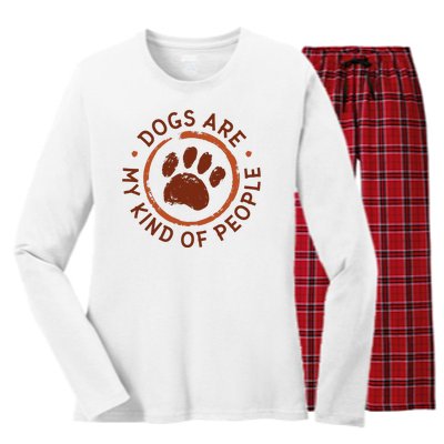 Dogs Are My Kind Of People Paw Women's Long Sleeve Flannel Pajama Set 