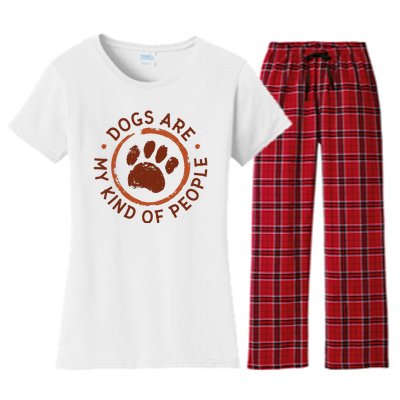 Dogs Are My Kind Of People Paw Women's Flannel Pajama Set