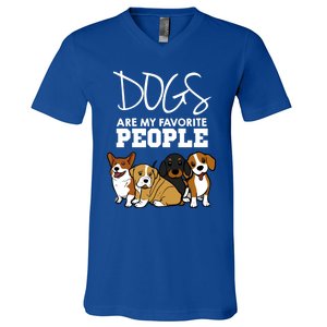 Dogs Are My Favorite People Dog Lover Gift V-Neck T-Shirt