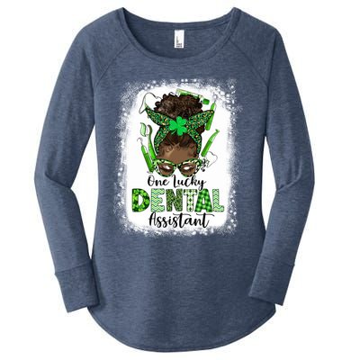 Dental Assistant Messy Bun Teeth Dentist St Patricks Day Funny Gift Women's Perfect Tri Tunic Long Sleeve Shirt