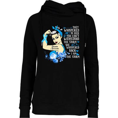 Diabetes Awareness Month Powerful Warrior Womens Funnel Neck Pullover Hood