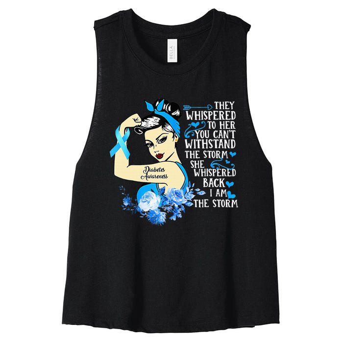 Diabetes Awareness Month Powerful Warrior Women's Racerback Cropped Tank