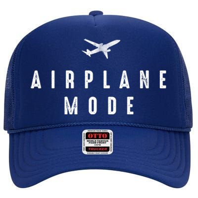 Distressed Airplane Mode Lazy Travel Gift High Crown Mesh Back Trucker Hat