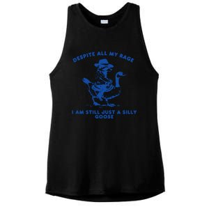 Despite All My Rage I Am Still A Silly Goose Meme Cowboy Raccoon Ladies PosiCharge Tri-Blend Wicking Tank