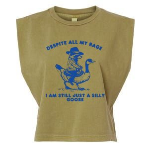 Despite All My Rage I Am Still A Silly Goose Meme Cowboy Raccoon Garment-Dyed Women's Muscle Tee