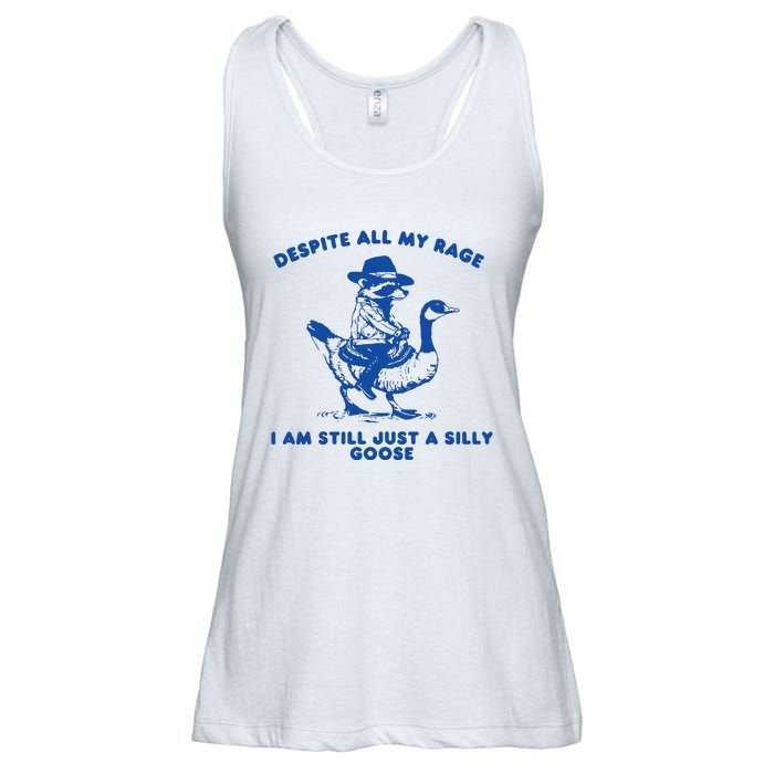 Despite All My Rage I Am Still A Silly Goose Meme Cowboy Raccoon Ladies Essential Flowy Tank