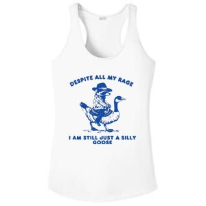 Despite All My Rage I Am Still A Silly Goose Meme Cowboy Raccoon Ladies PosiCharge Competitor Racerback Tank