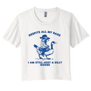 Despite All My Rage I Am Still A Silly Goose Meme Cowboy Raccoon Women's Crop Top Tee